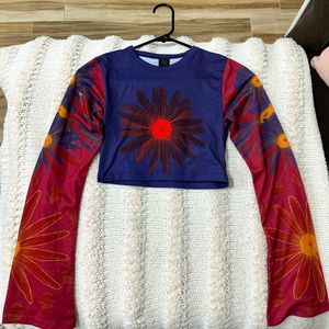Urban Outfitters long sleeve crop top flower shirt